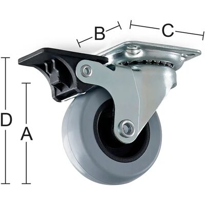 Habo kääntyvä kalustepyörä 4107 75 mm jarrulla Habo kääntyvä kalustepyörä 4107 75 mm jarrulla