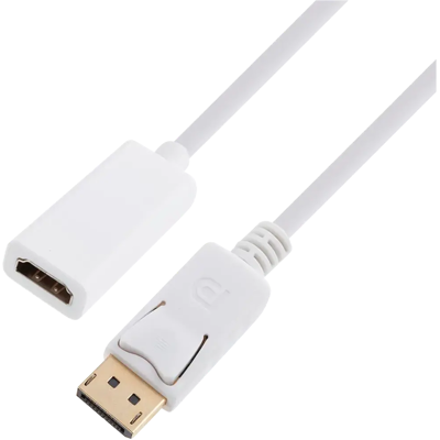Wave Adapterikaapeli, DisplayPort uros - HDMI naaras, 25cm, Valkoinen Wave Adapterikaapeli, DisplayPort uros - HDMI naaras, 25cm, Valkoinen