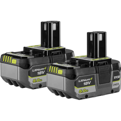 Ryobi 18V akkupaketti 2x 5,0 Ah ONE+ RB1850X2F12 Ryobi 18V akkupaketti 2x 5,0 Ah ONE+ RB1850X2F12