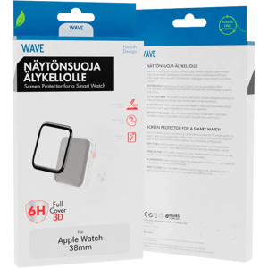 Wave 3D PMMA näytönsuoja, Apple Watch 38mm, Musta Kehys Wave 3D PMMA näytönsuoja, Apple Watch 38mm, Musta Kehys