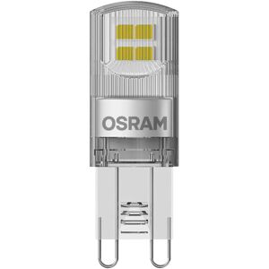 Osram LED PIN 1,9W/2700K G9 ei-himmennettävä kirkaskupuinen LED-pienoislamppu. Kupu muovia. Valovirta 200 lm (vastaa 20 W:n hehkulamppua). Pakkaus sisältää kaksi lamppua.