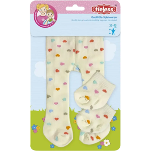 Heless Nuken sydänkuvioiset sukkahousut ja sukat, 35-45 cm nukelle Heless Nuken sydänkuvioiset sukkahousut ja sukat, 35-45 cm nukelle