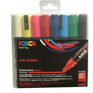 Uni Posca maalikynäsarja PC-5M 8 kynää Uni Posca maalikynäsarja PC-5M 8 kynää
