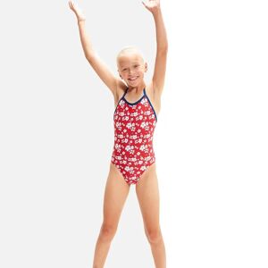 Speedo Girls' Allover Digital V-Back One Piece Swimsuit - Punainen - Size: 152, 164, 140,
