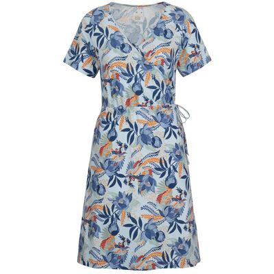Sherpa Neha Faux Wrap Dress - Seaport Blue Peacock - Naiset - L Size: L Sherpa Neha Faux Wrap Dress - Seaport Blue Peacock - Naiset - L Size: L
