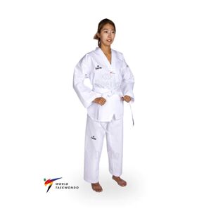 Daedo WT-Taekwondopuku, valkoinen kaulus, ribattua kangasta - Mænd Sport