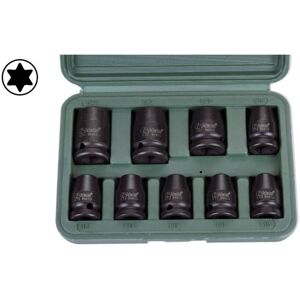 Torx-Iskuhylsysarja Hans 1/2 Tuumaa 9 Kappale T10-T24 Torx-Iskuhylsysarja Hans 1/2 Tuumaa 9 Kappale T10-T24