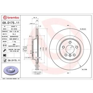 Jarrulevy Brembo 09.D175.11, 1 Kappale Jarrulevy Brembo 09.D175.11, 1 Kappale