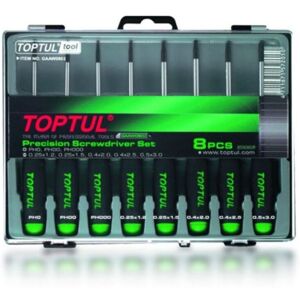 Ura- Ja Ristipääruuvimeisselisarja Toptul Tarkkuus 8 Kpl Ph0 - 1.5x51 Ura- Ja Ristipääruuvimeisselisarja Toptul Tarkkuus 8 Kpl Ph0 - 1.5x51