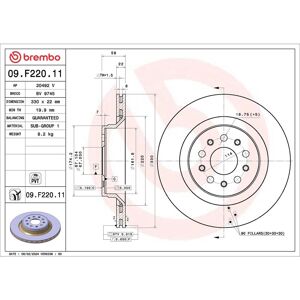 Jarrulevy Brembo 09.F220.11, 1 Kappale Jarrulevy Brembo 09.F220.11, 1 Kappale