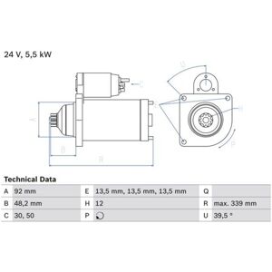 Bosch 0 986 025 060 Käynnistin - 12 Hammas, 24V, Uudelleen kunnostettu Bosch 0 986 025 060 Käynnistin - 12 Hammas, 24V, Uudelleen kunnostettu