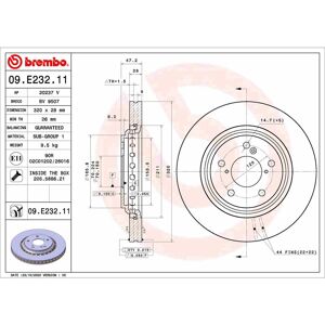 BREMBO 09.E232.11 Jarrulevy - Ilmastoitu - 28mm - 320mm - 5 reiki BREMBO 09.E232.11 Jarrulevy - Ilmastoitu - 28mm - 320mm - 5 reiki
