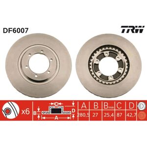 Jarrulevy Trw Df6007 Edessä, Tuuletettu, 1 Kappale Jarrulevy Trw Df6007 Edessä, Tuuletettu, 1 Kappale