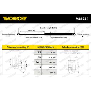 Kaasujousi, Konepelti Monroe Maxlift Monroe Ml6254 Kaasujousi, Konepelti Monroe Maxlift Monroe Ml6254