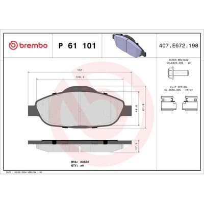 Jarrupalasarja Brembo Xtra P 61 101x, Takana Jarrupalasarja Brembo Xtra P 61 101x, Takana