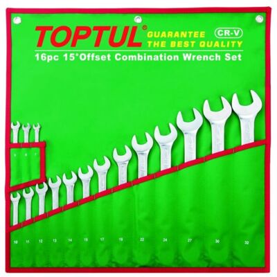 TOPTUL 16-osainen Rengasavaimien Sarja - 7-32 mm, 15° TOPTUL 16-osainen Rengasavaimien Sarja - 7-32 mm, 15°