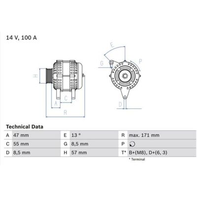 Bosch 0 986 040 370 Laturi - 14V 100A Volvo 850, V70 I, V40 Bosch 0 986 040 370 Laturi - 14V 100A Volvo 850, V70 I, V40