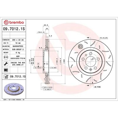 Jarrulevy Brembo 09.7012.1s, 1 Kappale Jarrulevy Brembo 09.7012.1s, 1 Kappale