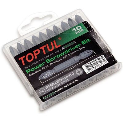 Kuusikulmainen Ruuvimeisselin Kärki Toptul 1/4 Tuumaa 10 Kappale (Ph 2x65mm) Molemminpuolinen Kuusikulmainen Ruuvimeisselin Kärki Toptul 1/4 Tuumaa 10 Kappale (Ph 2x65mm) Molemminpuolinen