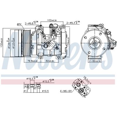 Nissens Toyota Tundra Kompressori - 10S20C, PAG 46, R134a, 120mm kehä Nissens Toyota Tundra Kompressori - 10S20C, PAG 46, R134a, 120mm kehä