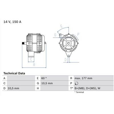 Laturigeneraattori BOSCH 0 986 047 210 - 14V 150A Mercedes-Benz: ATEGO, UNIMOG Laturigeneraattori BOSCH 0 986 047 210 - 14V 150A Mercedes-Benz: ATEGO, UNIMOG
