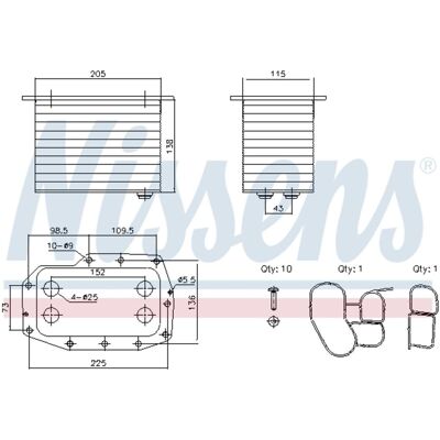 NISSENS 91433 Vesijäähdytteinen öljyjäähdytin - Radiator NISSENS 91433 Vesijäähdytteinen öljyjäähdytin - Radiator