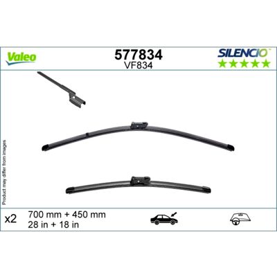 Pyyhkijänsulka Valeo Silencio 577834, 700/450mm, Edessä, 2 Kappale Pyyhkijänsulka Valeo Silencio 577834, 700/450mm, Edessä, 2 Kappale