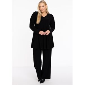 Yoek (YK) Tunic V-neck pleat DOLCE black (210) 46/48 (46/48) Women