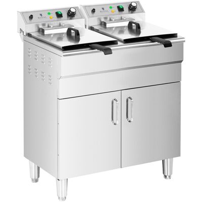 Royal Catering Rasvakeitin - kaksinkertainen - 2 x 16 L - 10 000 W - 400 V - poistohana - kylmävyöhyke - alakaappi RCPKF 26DSH Royal Catering Rasvakeitin - kaksinkertainen - 2 x 16 L - 10 000 W - 400 V - poistohana - kylmävyöhyke - alakaappi RCPKF 26DSH