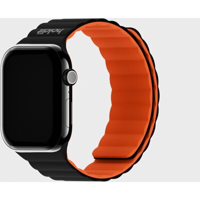 Holdit Watch Band Silicone Magnet Orange/Black 42/44/45/46/49 mm unisex Holdit Watch Band Silicone Magnet Orange/Black 42/44/45/46/49 mm unisex