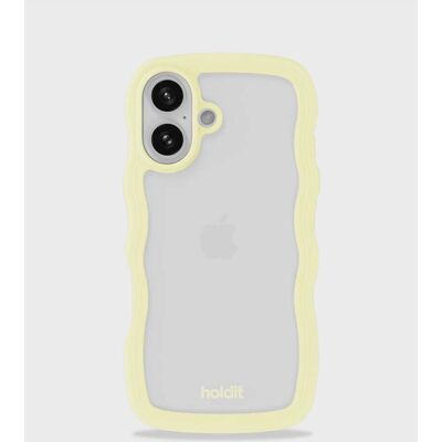Holdit iPhone 16 Wavy Suolalaispussi - Sitruuna / Läpinäkyvä Holdit iPhone 16 Wavy Suolalaispussi - Sitruuna / Läpinäkyvä
