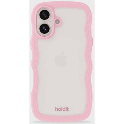 Holdit iPhone 16 Plus Wavy Pink/Transparant - Puhelimen Kuori Holdit iPhone 16 Plus Wavy Pink/Transparant - Puhelimen Kuori