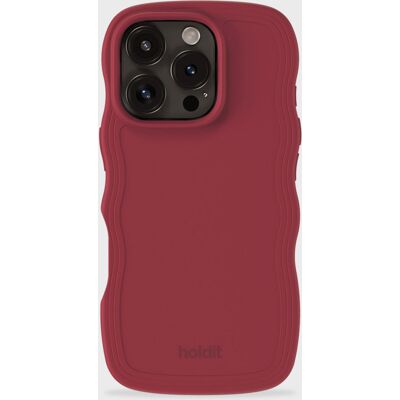 Holdit - iPhone 14 Pro Max - Punainen sametti - Aaltomainen - Puhelinlaukku Holdit - iPhone 14 Pro Max - Punainen sametti - Aaltomainen - Puhelinlaukku