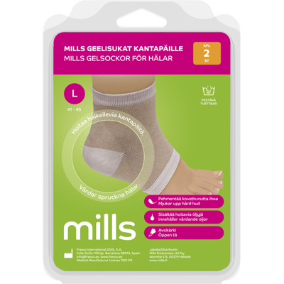 Mills Geelisukat kantapäille, koko L, 1 pari Mills Geelisukat kantapäille, koko L, 1 pari