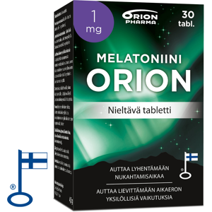 Melatoniini Orion 1 mg nieltävä 30 tabl Melatoniini Orion 1 mg nieltävä 30 tabl