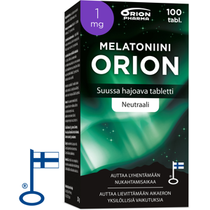 Melatoniini Orion 1 mg suussa hajoava 100 tabl Melatoniini Orion 1 mg suussa hajoava 100 tabl