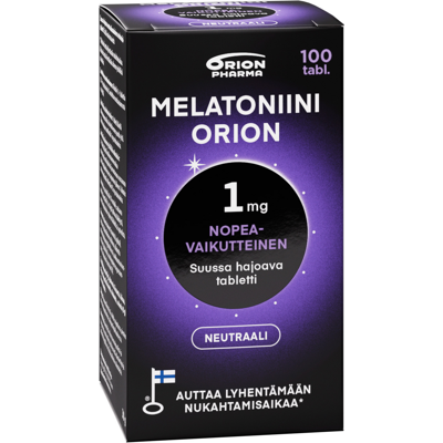 Melatoniini Orion 1 mg suussa hajoava 100 tabl Melatoniini Orion 1 mg suussa hajoava 100 tabl