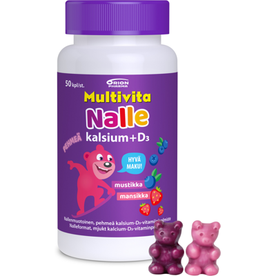 Orion Multivita Nalle Kalsium + D3 100 mg/5 mikrog 50 tabl Orion Multivita Nalle Kalsium + D3 100 mg/5 mikrog 50 tabl