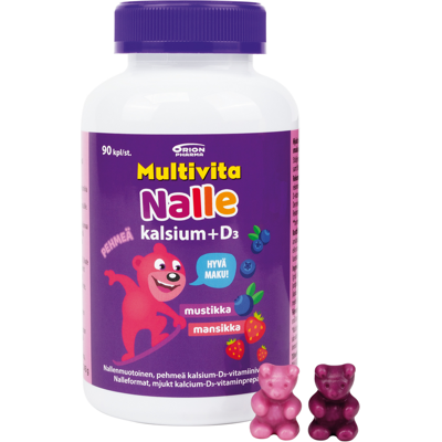Orion Multivita Nalle Kalsium + D3 100 mg/5 mikrog 90 tabl Orion Multivita Nalle Kalsium + D3 100 mg/5 mikrog 90 tabl