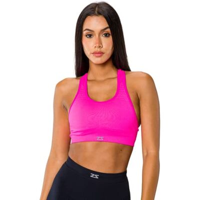 Zensah Women's Seamless Sports Bra Neon Pink, Large/X-Large Zensah Women's Seamless Sports Bra Neon Pink, Large/X-Large