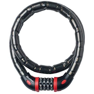Master Lock 1m long x 18mm diameter set-your-own combination armoured cable lock; black Master Lock 1m long x 18mm diameter set-your-own combination armoured cable lock; black