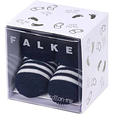 FALKE Striped Newborn Socks B So, Unisex Baby Socks (Erstlingsringel B So) Blue (Marine 6120) Striped Blickdicht, size: 62-68 FALKE Striped Newborn Socks B So, Unisex Baby Socks (Erstlingsringel B So) Blue (Marine 6120) Striped Blickdicht, size: 62-68