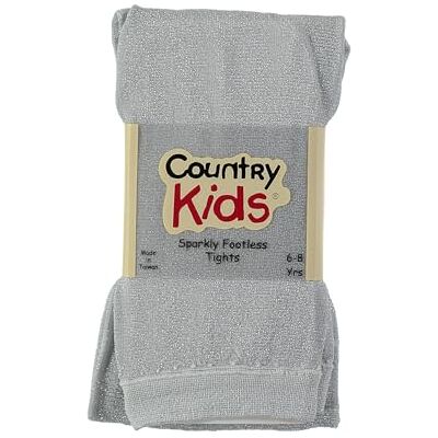 Country Kids Girls' Sparkly Footless Tights, (Silver), (Size:6-8 Years) Country Kids Girls' Sparkly Footless Tights, (Silver), (Size:6-8 Years)