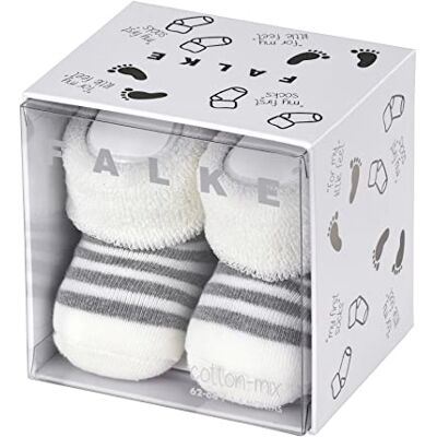 FALKE Striped Newborn Socks B So, Unisex Baby Socks (Erstlingsringel B So) White (off-white 2041) Striped Blickdicht, size: 62-68 FALKE Striped Newborn Socks B So, Unisex Baby Socks (Erstlingsringel B So) White (off-white 2041) Striped Blickdicht, size: 62-68