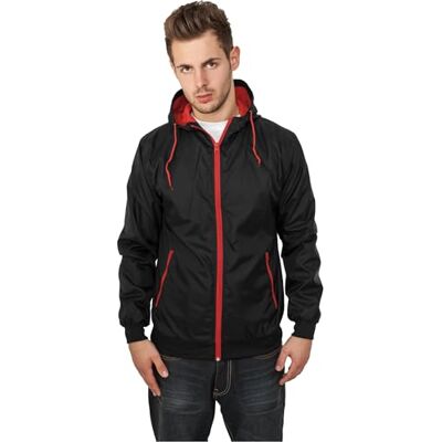 Urban Classics Mens Clothing Contrast Windrunner blk/red Size:L Urban Classics Mens Clothing Contrast Windrunner blk/red Size:L