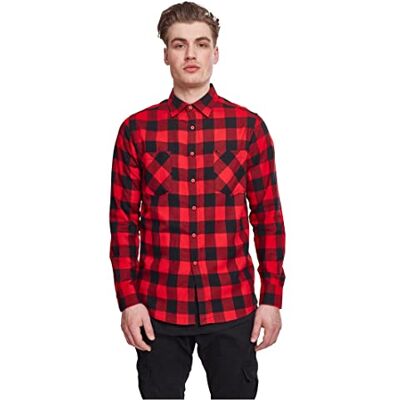 Urban Classics Men's Casual Checked Flannel Shirt with 2 Chest Pockets (Checked Flanell Shirt) Multicoloured (Blk/Red), size: m Urban Classics Men's Casual Checked Flannel Shirt with 2 Chest Pockets (Checked Flanell Shirt) Multicoloured (Blk/Red), size: m
