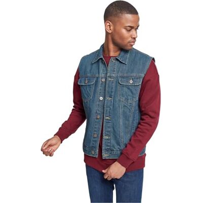 Urban Classics Men's Denim Vest, Waistcoat (Denim Vest) Denim Blue, size: m Urban Classics Men's Denim Vest, Waistcoat (Denim Vest) Denim Blue, size: m