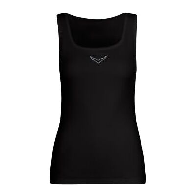 Trigema Tank Top with Crystal Stones, black, L Trigema Tank Top with Crystal Stones, black, L