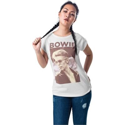 Ladies David Bowie T Shirt, Womens, Ladies David Bowie Tee, White, S Ladies David Bowie T Shirt, Womens, Ladies David Bowie Tee, White, S