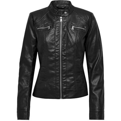 ONLY Women's Bandit PU Biker Jacket Black C-N10 Size 10 ONLY Women's Bandit PU Biker Jacket Black C-N10 Size 10